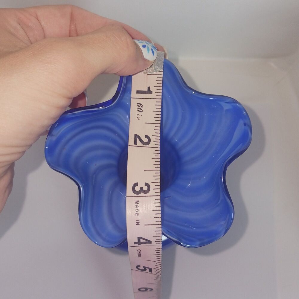 Venitian Style Art Glass Cobalt Blue Stretched Hand Blown Pontil Mark Bud Vase - Picture 8 of 11